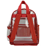 17 in. Red Clear School Backpack/Travel Daypack with Top Handle Straps and Multiple Pockets