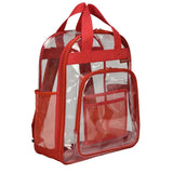 17 in. Red Clear School Backpack/Travel Daypack with Top Handle Straps and Multiple Pockets