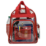 17 in. Red Clear School Backpack/Travel Daypack with Top Handle Straps and Multiple Pockets